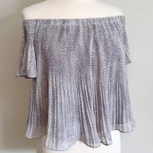 Storee Pleated Off the Shoulder Crop Top
